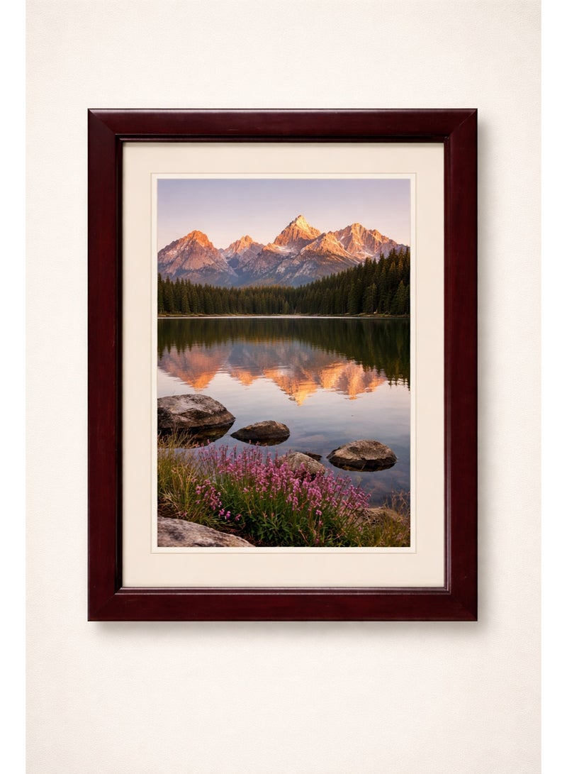 Premium PVC Photo Frame L24×H32 cm – A4 Wall Hanging Picture Frame | Dark Cherry Finish | Modern Home & Office Decor - Image 1